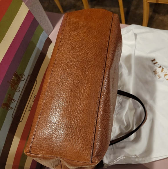 Cognac Pebble Leather COACH Tote Bag - Picture 16 of 16